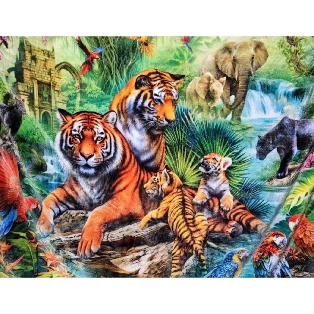 New Tigers  Jungle Wildlife Throw Blanket Gift Plush Tiger Family Nature Outdoor